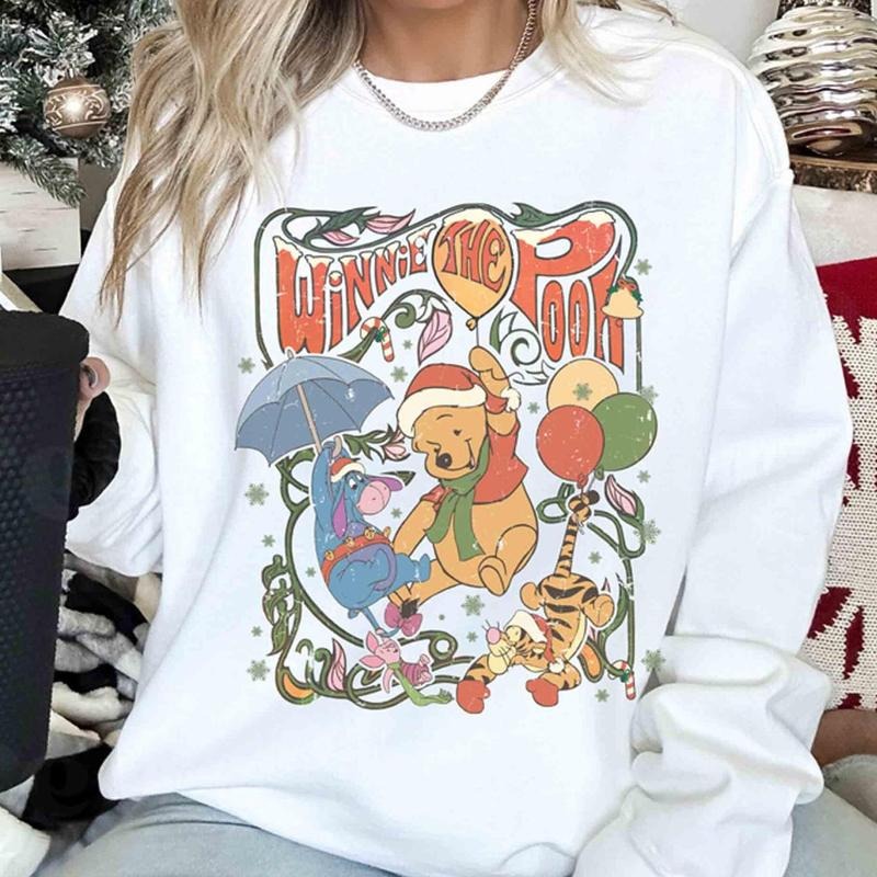 Vintage Winnie The Pooohhh Christmas Shirt, Cute Pooohhh Xmas Retro Tshirt, Miickeyyy Very Merry Xmas Sweatshirt, Magic...