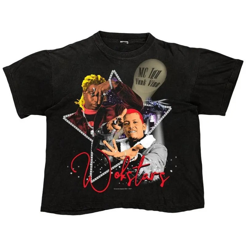 Vintage Wokstars Black Graphic Bootleg T-Shirt Hoodie, Sweatshirt | HypeCrazeTee.com