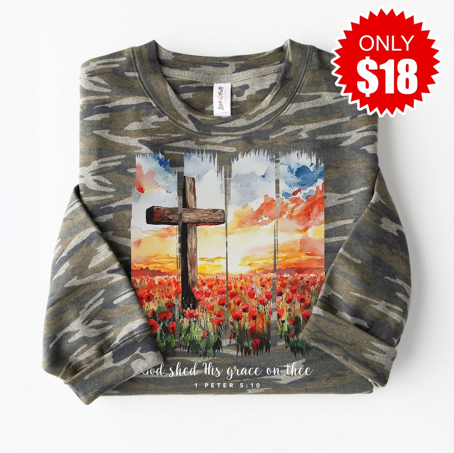 God Shed His Grace On Thee Sweatshirt - Vintage Camo - 18