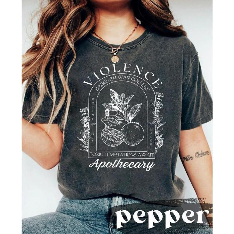 Violence Apothecary T-Shirt, Bookish T-Shirt, Basgiath War College, Fourth Wing Shirt, Fantasy Lover Gift, Dragon Rider...