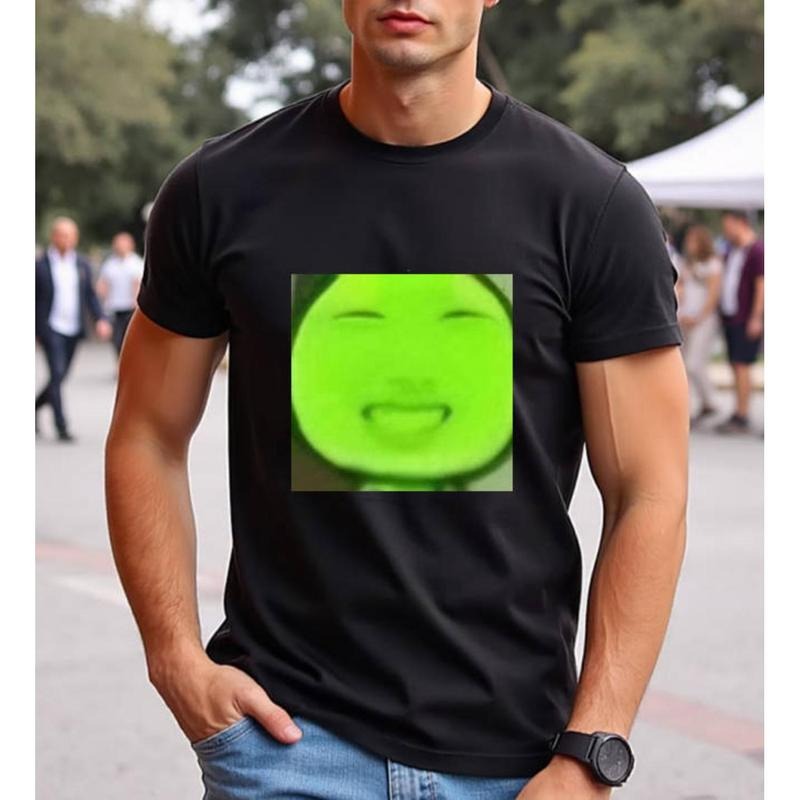 Viral Green Emoji Face Tee for Men Casual Funny Graphic T-Shirt Hoodie, Sweatshirt | HypeCrazeTee.com