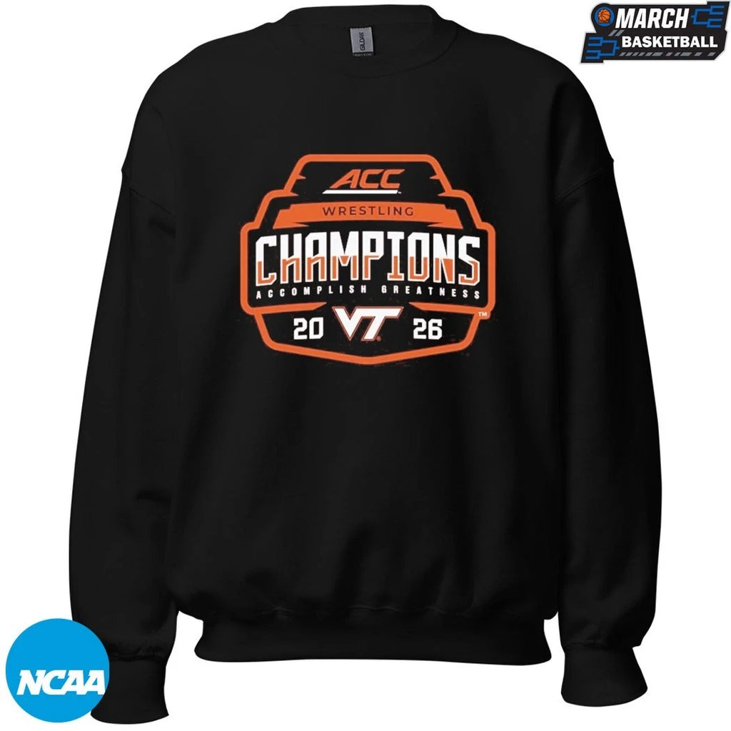 Virginia Tech Hokies 2026 ACC Men’s Wrestling Tournament Champions T-Shirts