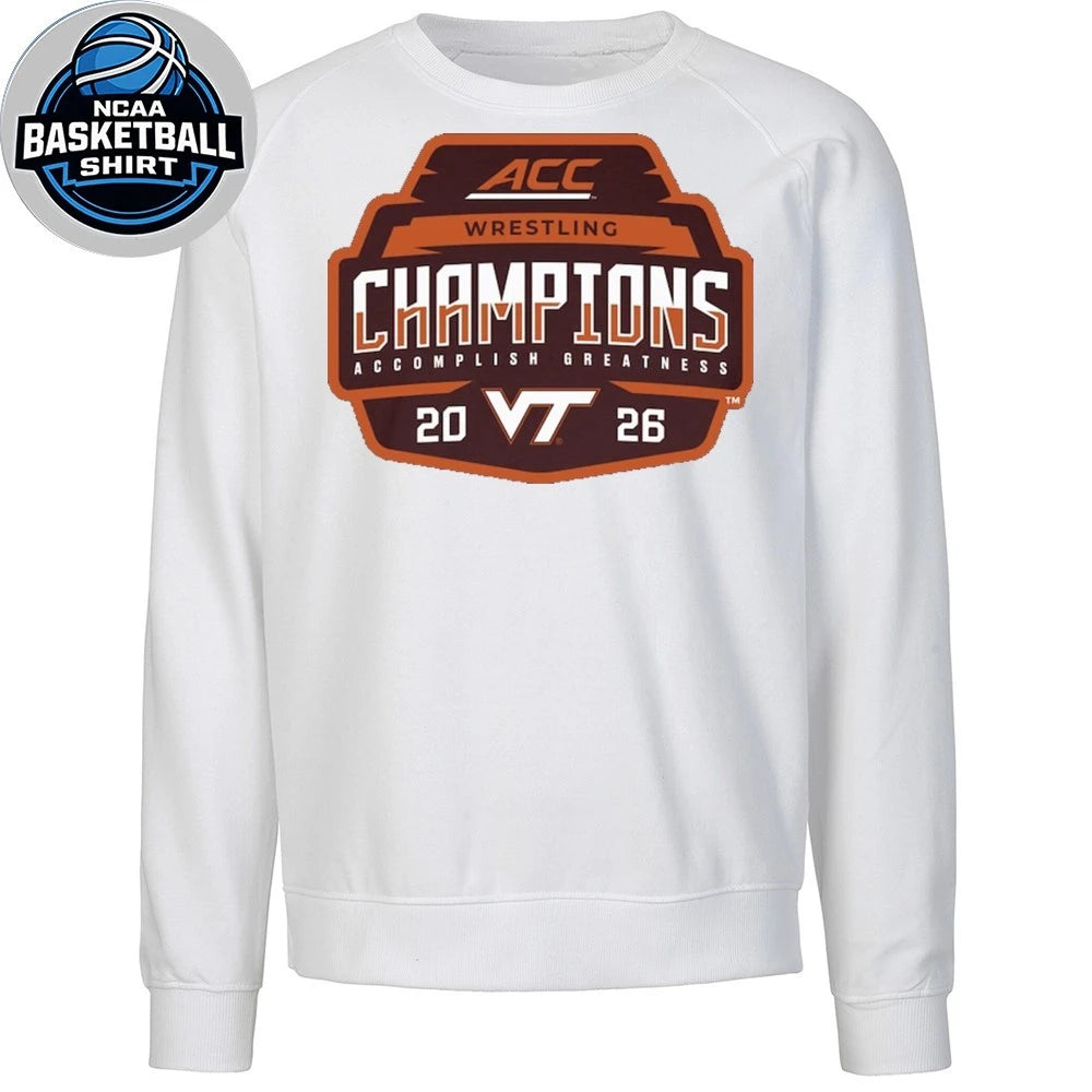 Virginia Tech Hokies Blue 84 Unisex 2026 ACC Men’s Wrestling Tournament Champions T-Shirt