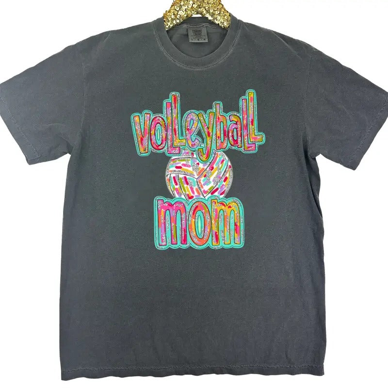 Volleyball Brushstroke Mom Comfort Colors T-Shirt Hoodie, Sweatshirt | HypeCrazeTee.com