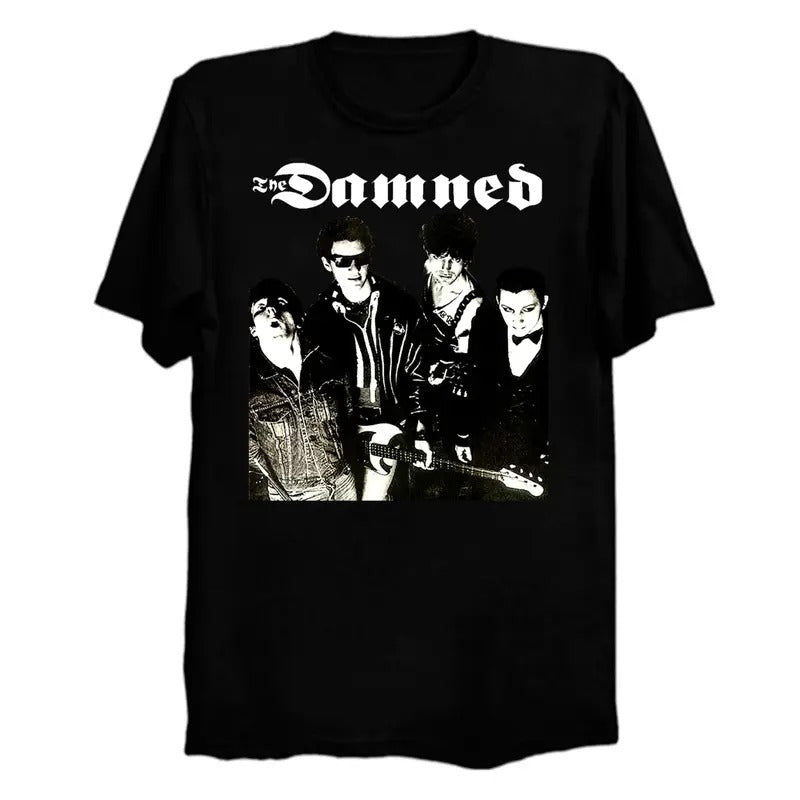 Vtg The Damned Band Live In Concert Cotton Black All Size Tee Shirt Hoodie, Sweatshirt | HypeCrazeTee.com