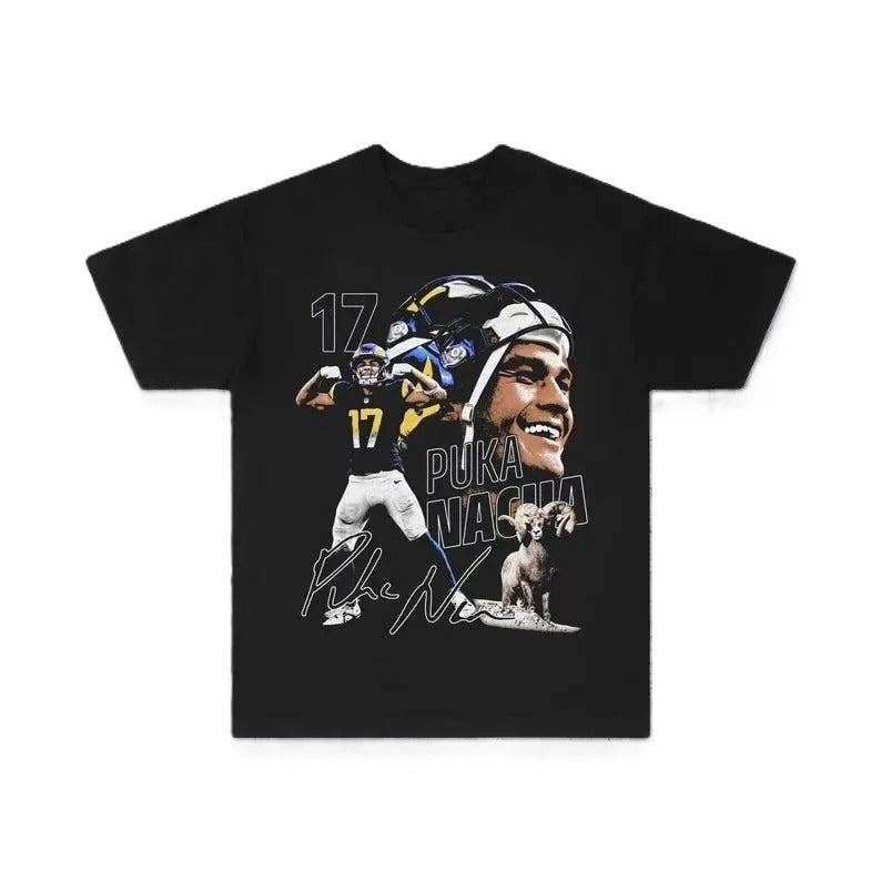 Vtg Y2k Puka Nacua Football Big Head Ram Team Vintage Streetwear Heavyweight T-Shirt Unisex Vintage Tee Womenswear Tops...
