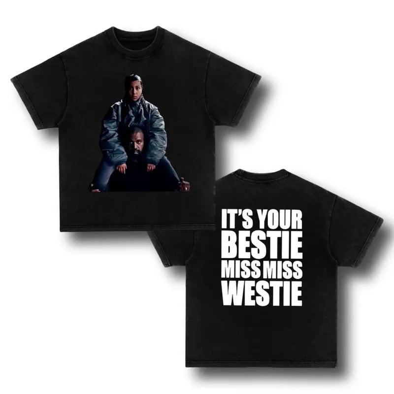 Vultures Ye Kanye & North West Talking Music Video Miss Miss Westie Heavyweight Boxy Washed Black T-Shirt Hoodie, Sweatshirt