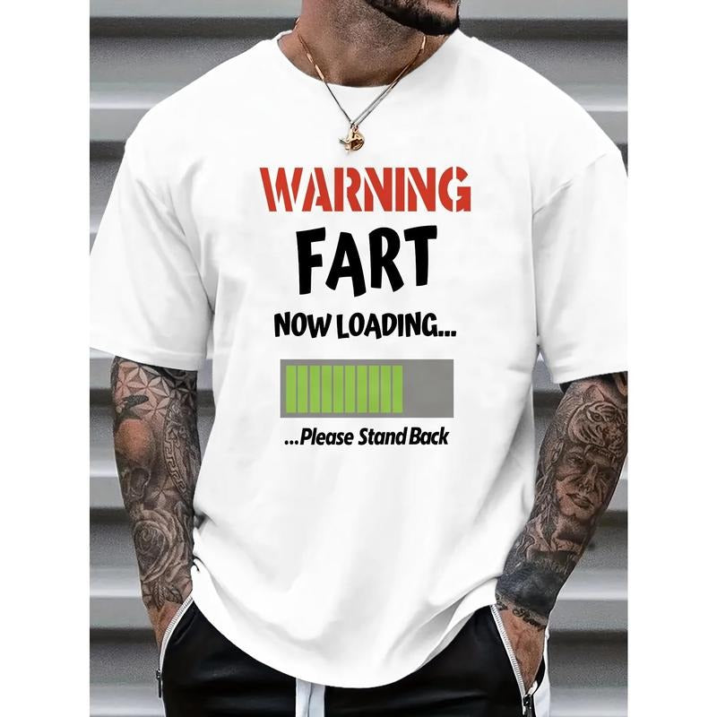 WARNING FART Graphic Print 1pc Men's Casual Crew Neck T-Shirt