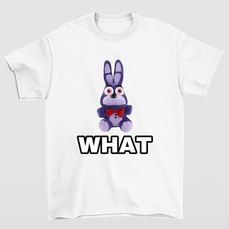 WHAT Ironic Funny FNAF Bonnie Plush Meme T-Shirt Highlighting Quirky and Relatable Humor Hoodie, Sweatshirt