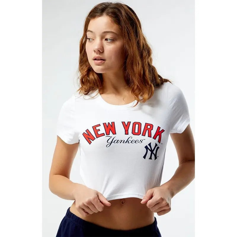WILD COLLECTIVE Women's MLB Wild Collective x PacSun NY Yankees Baby T-Shirt Hoodie, Sweatshirt | HypeCrazeTee.com
