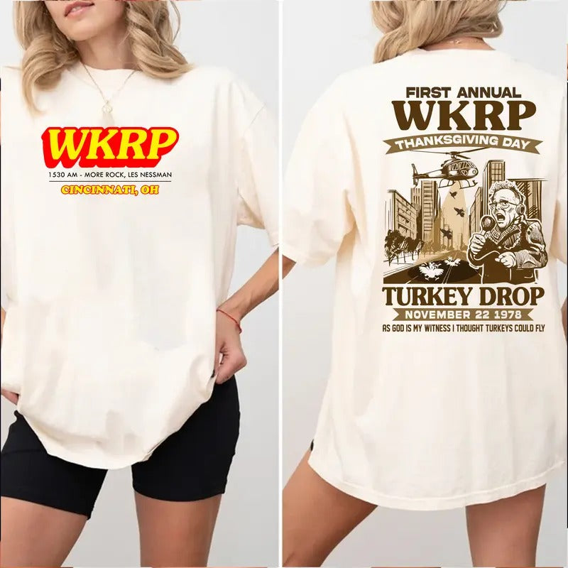 WKRP First Annual Thanksgiving Day WKRP Turkey Drop Shirt, In Cincinnati Movie Sweater, Happy Thanksgiving Shirt, Drop...
