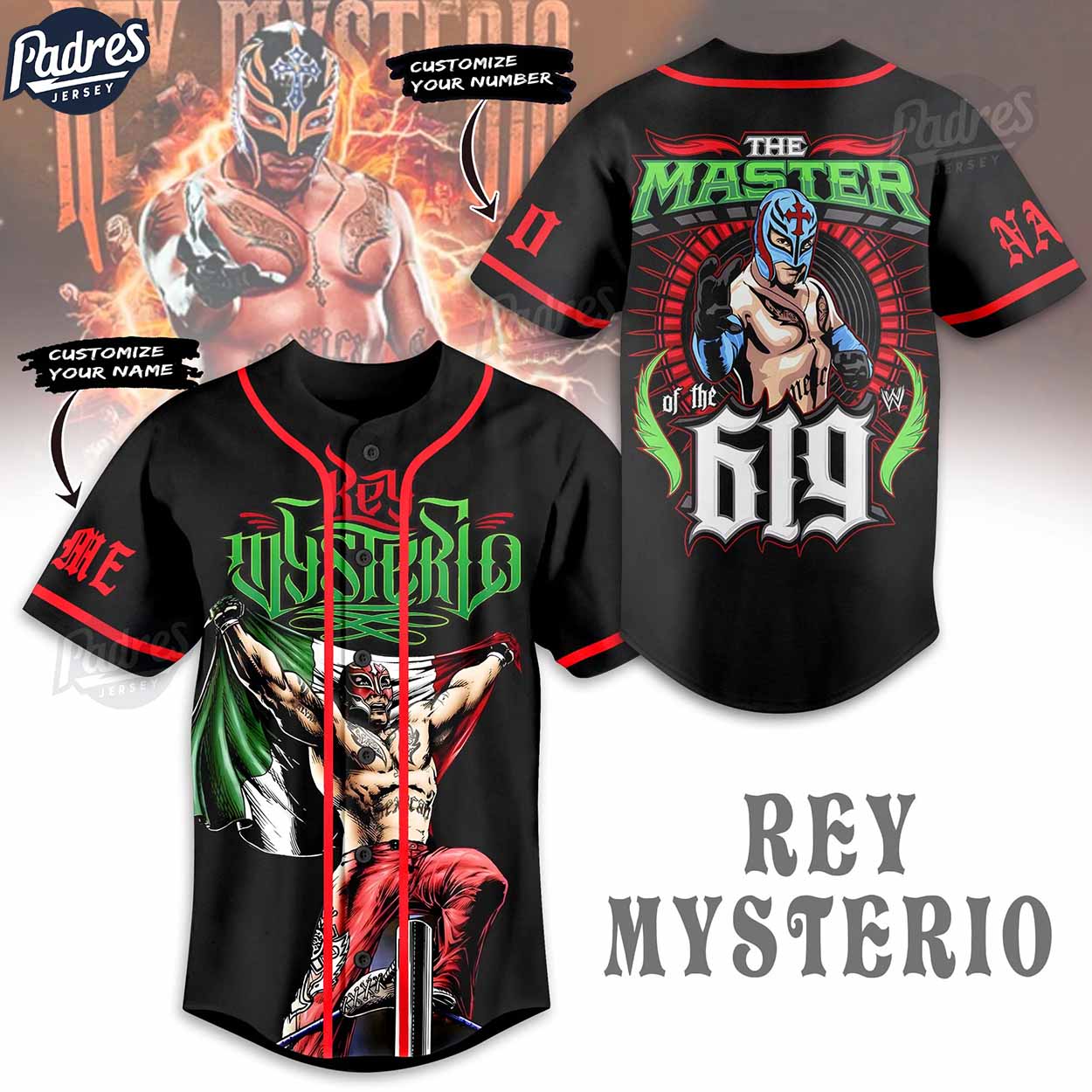WWE Rey Mysterio Baseball Jersey - Padres Jersey Oasis: Elevate Your Baseball Style Game