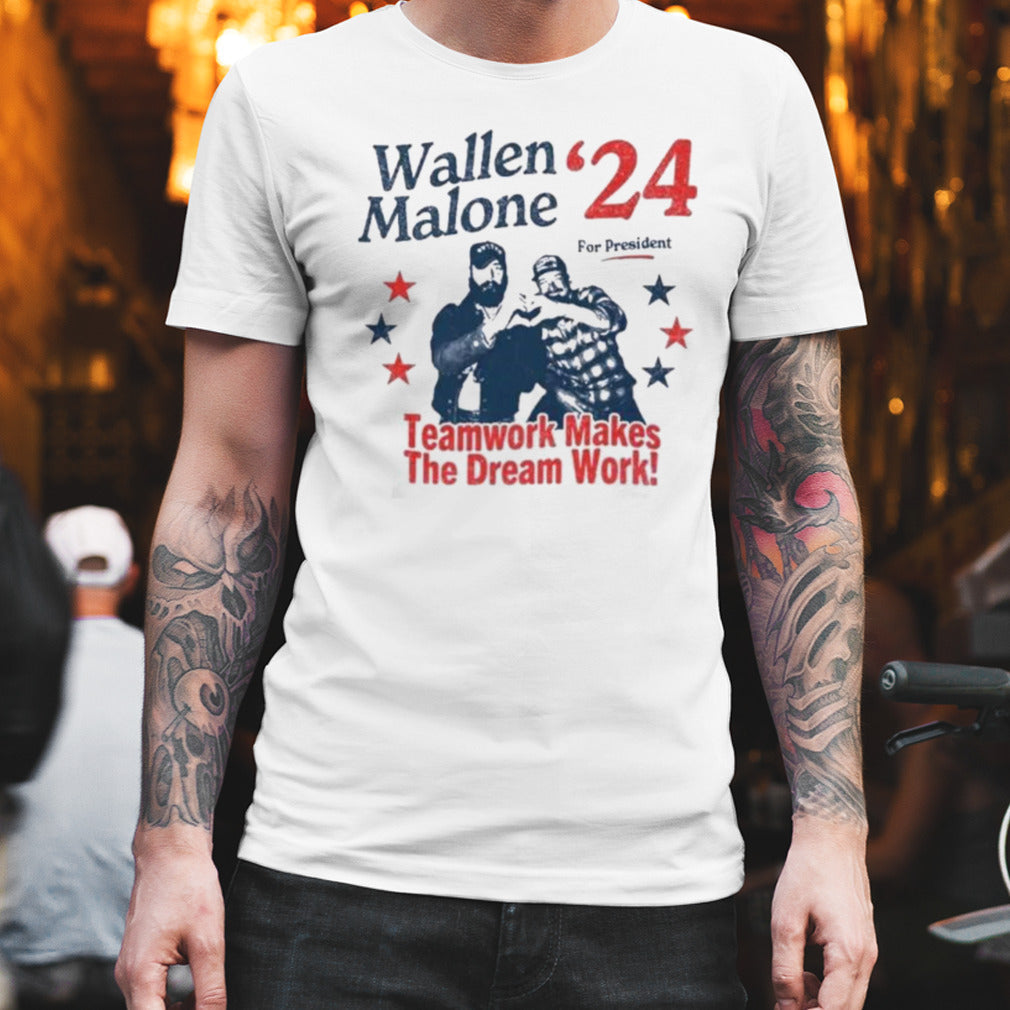 Wallen Malone 2024 For President Funny 24 Election Graphic Tee Vintage Inspired Humor Concert Music Shirt