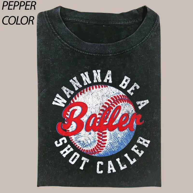 Wanna Be a Baller Vintage Graphic Shirt,  Shot Caller Baseball Funny Baseball Boy TShirt, Baseball Lover Gift, Game Day...