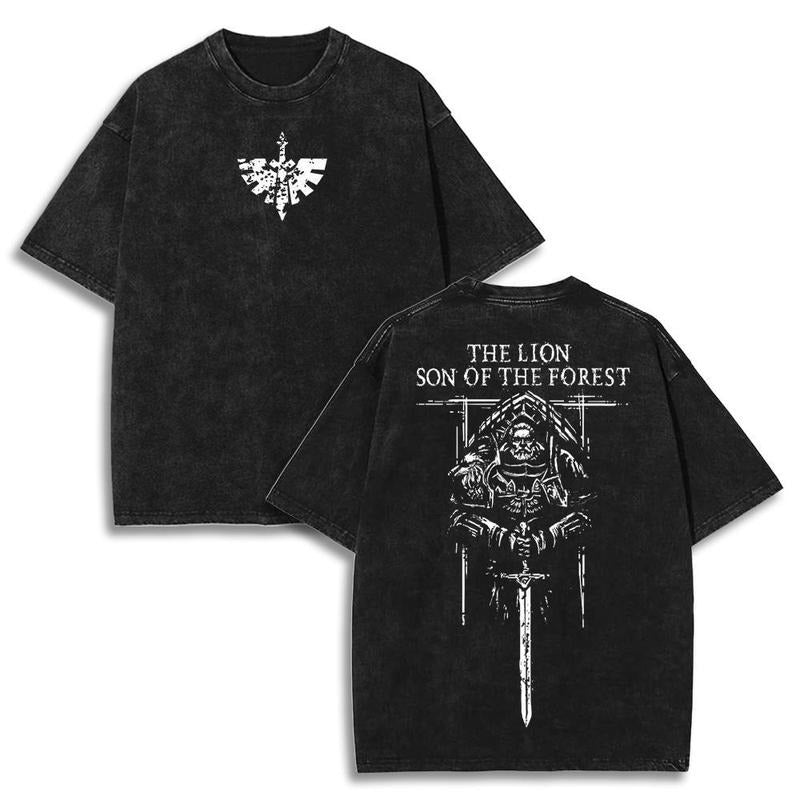 Warhammer 40k Dark Angels Primarch The Lion Son of The Forest Oversized Graphic T-Shirt for Men Black Casual Short Sleeve...