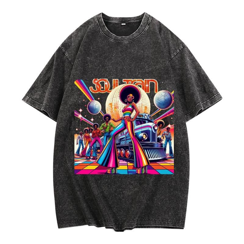 Washed T - Shirt with Retro