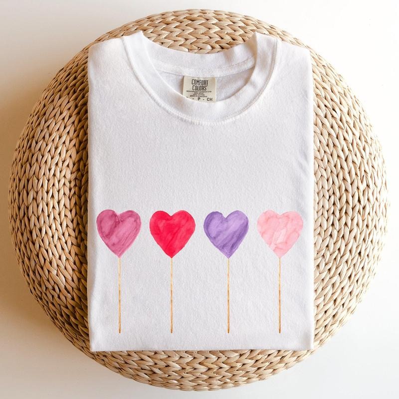 Watecolor Lollipops, Candy, Sweets, Suckers, Comfort Colors Tshirt, Valentine's Day, Valentine's Day Comfort Colors...