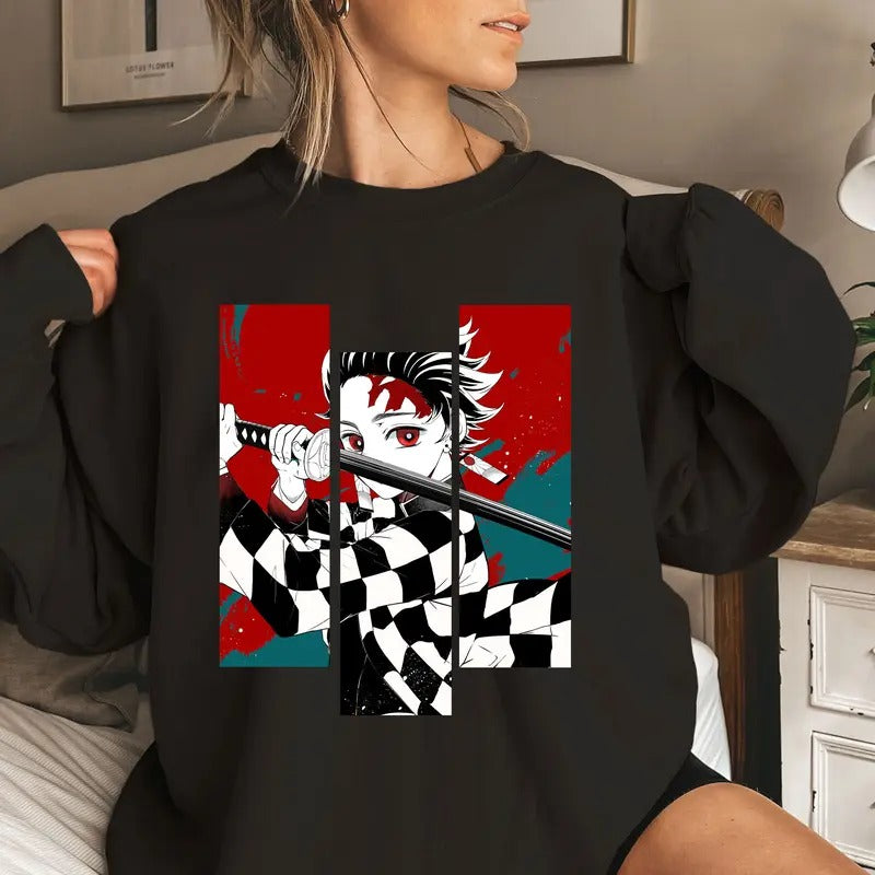 Water Breathing and Hinokami Kagura DM Characters Shirt Crewneck Hoodie, Anime Otaku Shirt Comfort Cotton Sweatshirt
