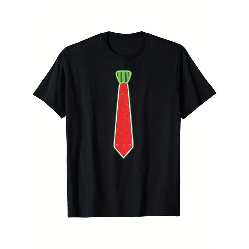 Watermelon Tie T-Shirt Watermelon T-Shirt 100% Pure Cotton Gift For Men    Street And Fashionable Round Neck Top Hoodie,...