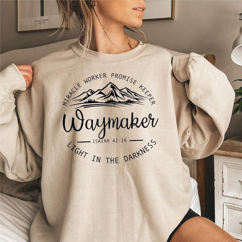Waymaker Sweatshirt, Faith , Christian , Jesus , Bible Verse, Sweater; T-shirt Cotton Womenswear Women Hoodie