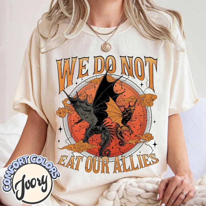 We Do Not Eat Our Allies T-Shirt, Fourth Wing Tee, Die or Fly Tee, Basgiath War College Tee, Book Lover Tee, Dragon Rider...