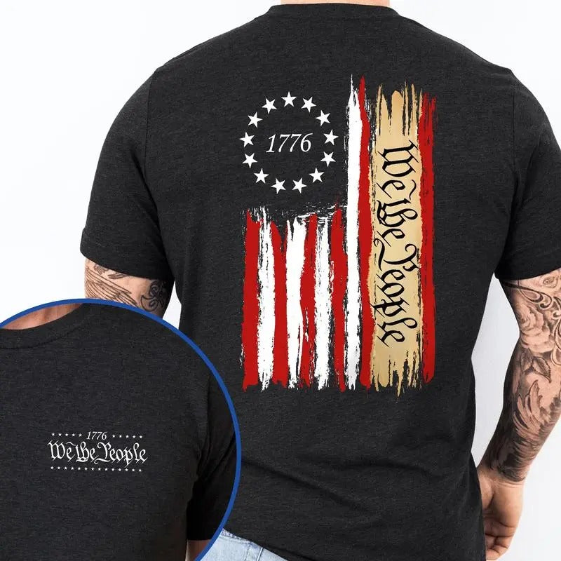 We The People Patriotic TShirt  Father's Day, Gifts For Men Husband Gifts, Round Neck Short Sleeve Tee, Menswear, America...