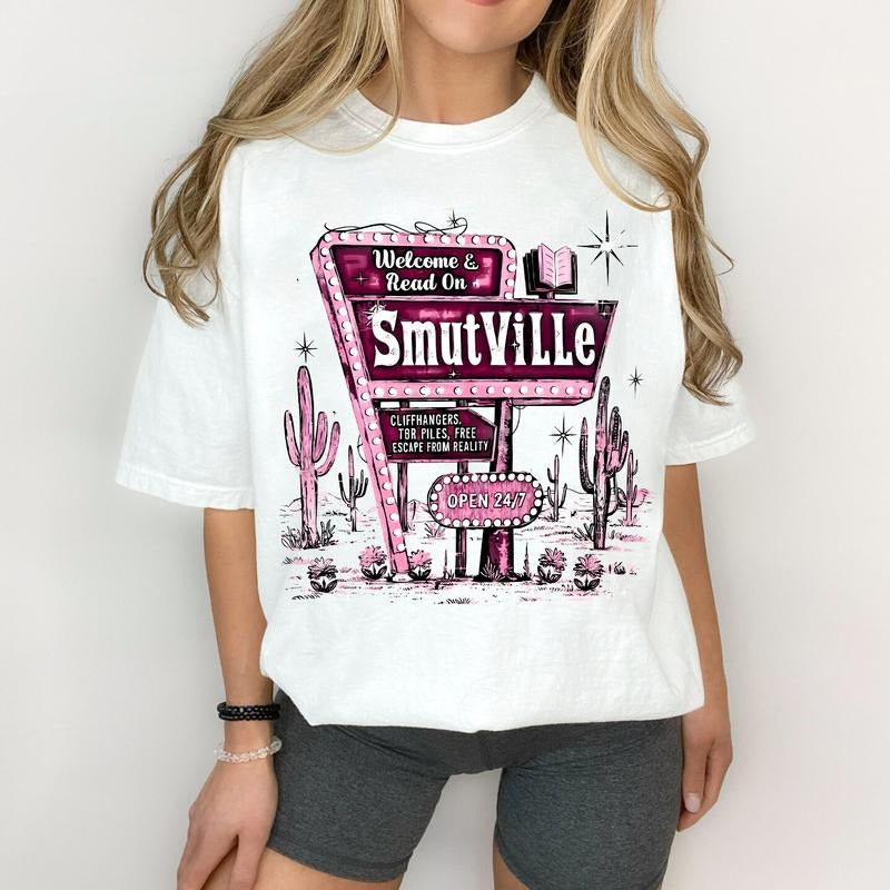 Welcome To Smutville Funny Book T-Shirt, Smut Sweatshirt, Retro Book lover Hoodie, Bookish Merch, Funny Reader Tee,...
