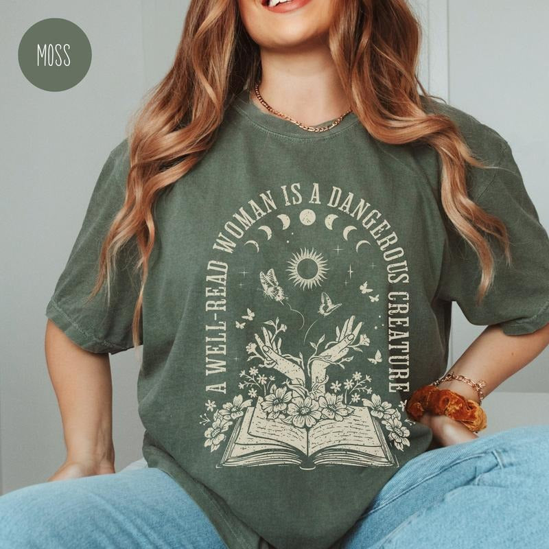 Well-Read Woman Shirt | Bookish T-Shirt for Romance Reader Literature Shirt Gift For Book Lover Floral Bookish Shirt For...