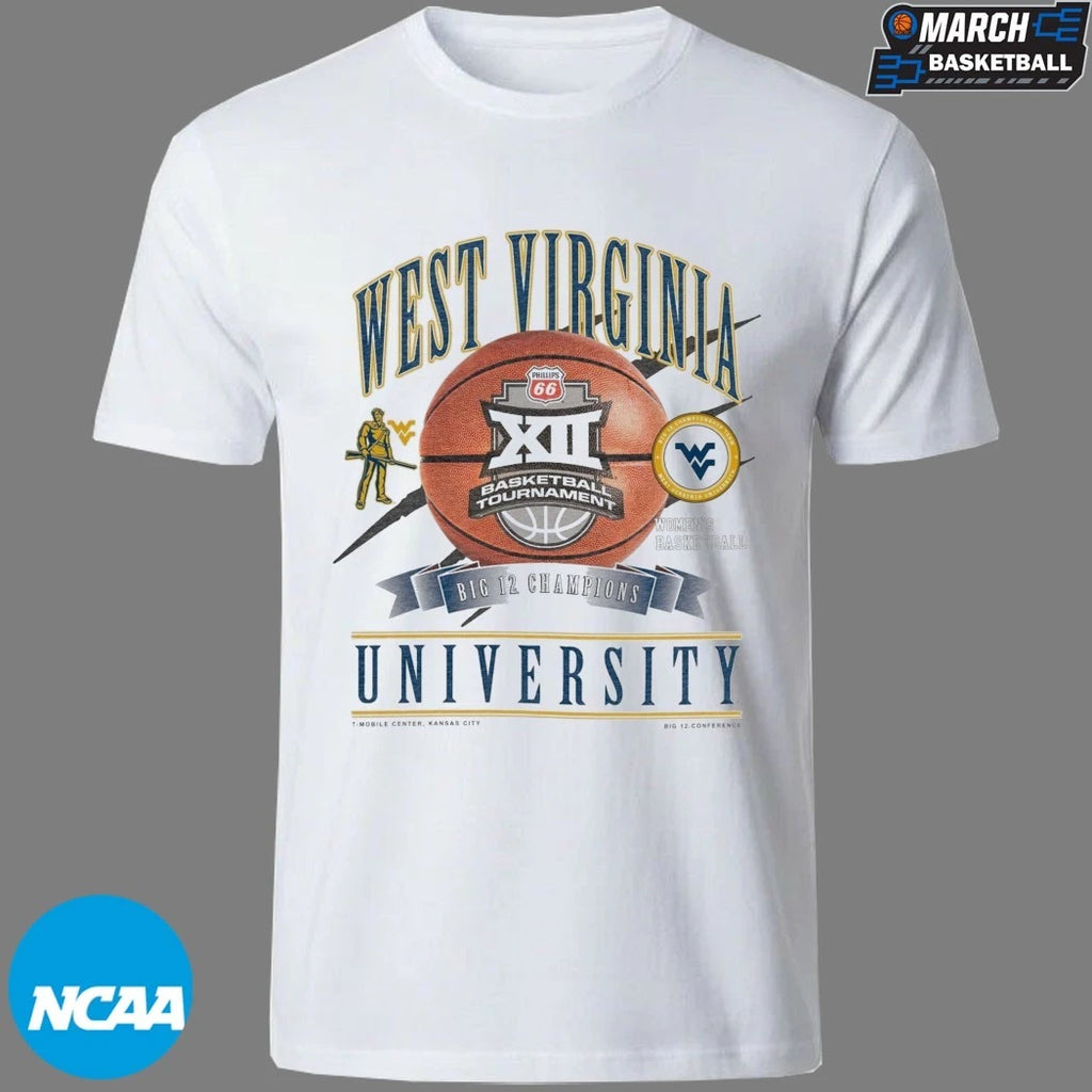 West Virginia Mountaineers 2026 Big 12 Women’s Basketball Tournament Champions T-Shirts