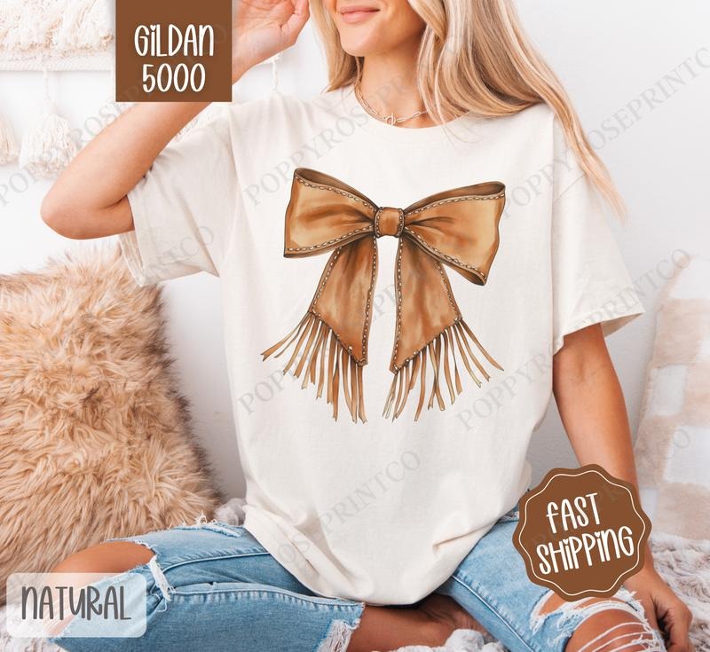 Western Bow Shirt Gildan, Western Women's Tee, Cute Women's Tshirt Plus Sizes Hoodie, Sweatshirt | HypeCrazeTee.com