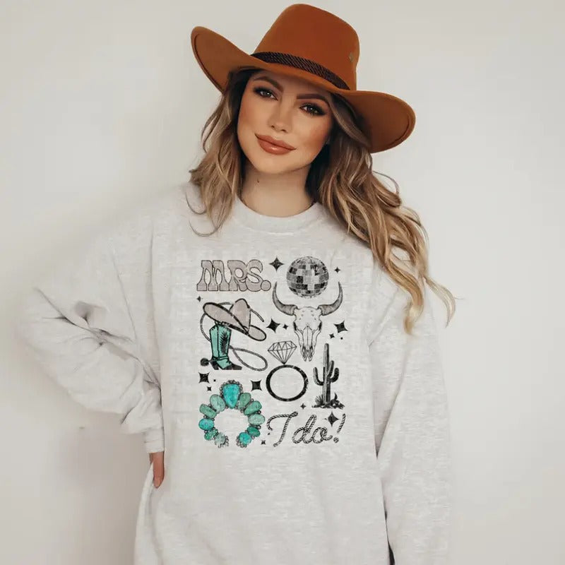 Western Bride Collage Sweatshirt, western clothing hoodies, western outfits women, western tops T-Shirts | HypeCrazeTee.com
