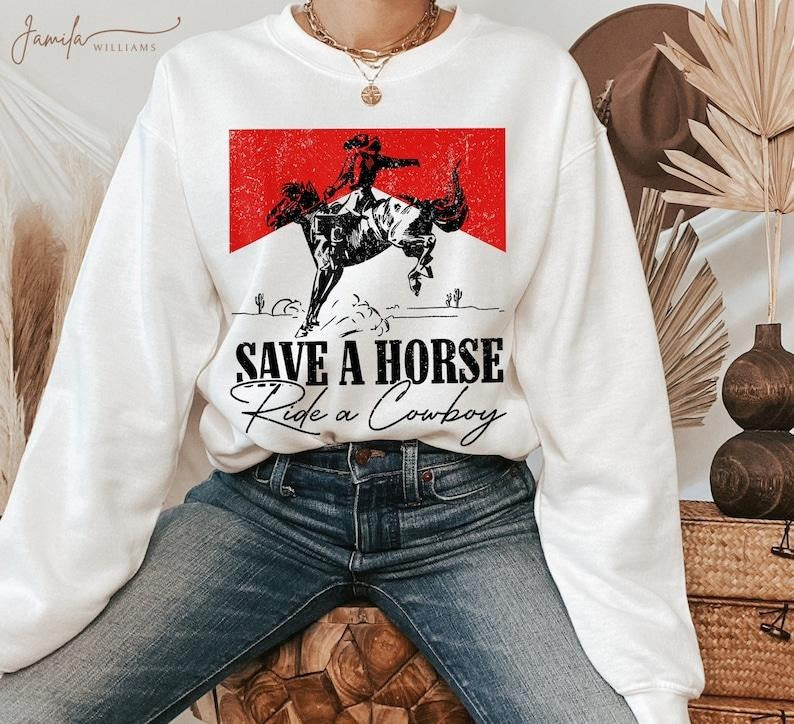 Western Cowboy Sweatshirt, Country Concert, Rodeo Western Horse Rider Sweater T-Shirts, Hoodie | HypeCrazeTee.com