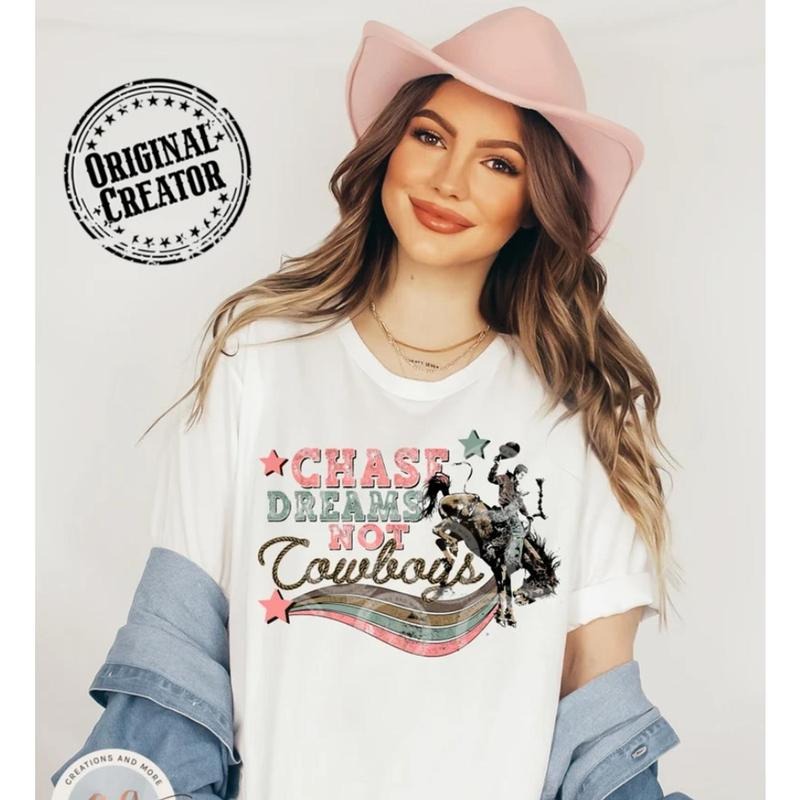 Western Cowboy T Shirt, Chase Dream Not Cowboys T Shirt, Western Graphic Tee R2GJX Hoodie, Sweatshirt | HypeCrazeTee.com