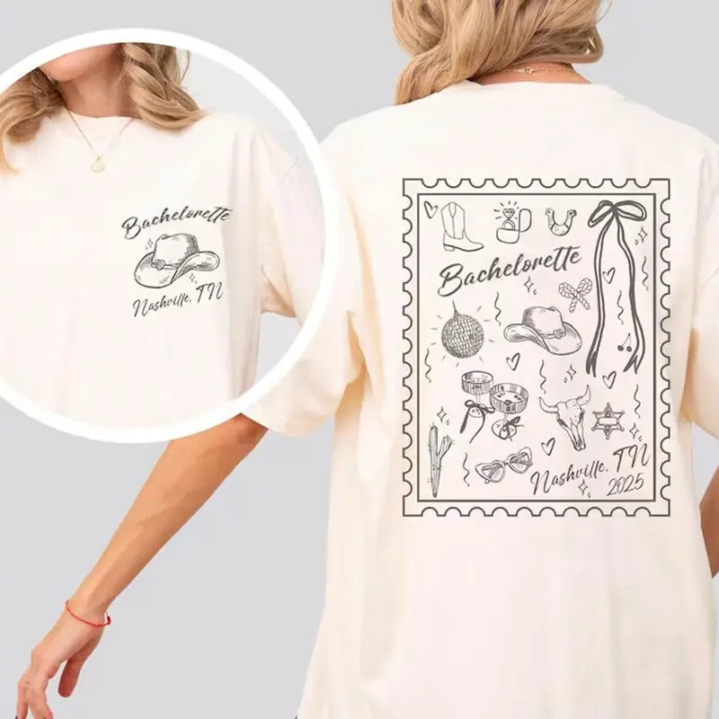 Western Cowgirl Bride Bachelorette 2 Sides Shirt, Western Bachelorette 2025 Tshirt, Matching Country Bridal Party Tees,...