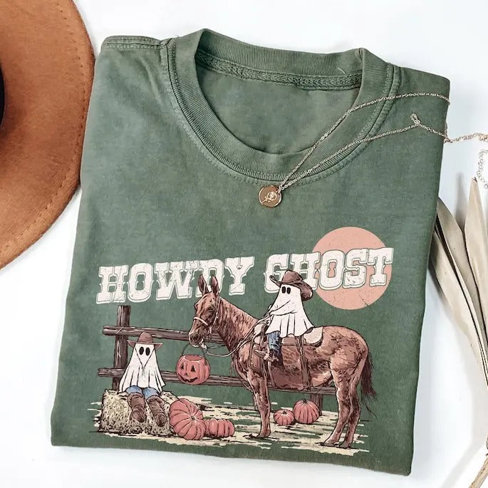 Western Halloween Shirt,Halloween Cowboy Ghost Shirt,Country Western Fall Shirt,Howdy Ghost Shirt,Cute Spooky Shirt,Fall...