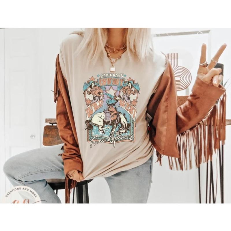 Western Shirt, Vintage Rodeo Wild West Free Spirit Shirt, Western Shirt, Boho Shirt, Cowboy Shirt, Rodeo Shirt QKIDM...
