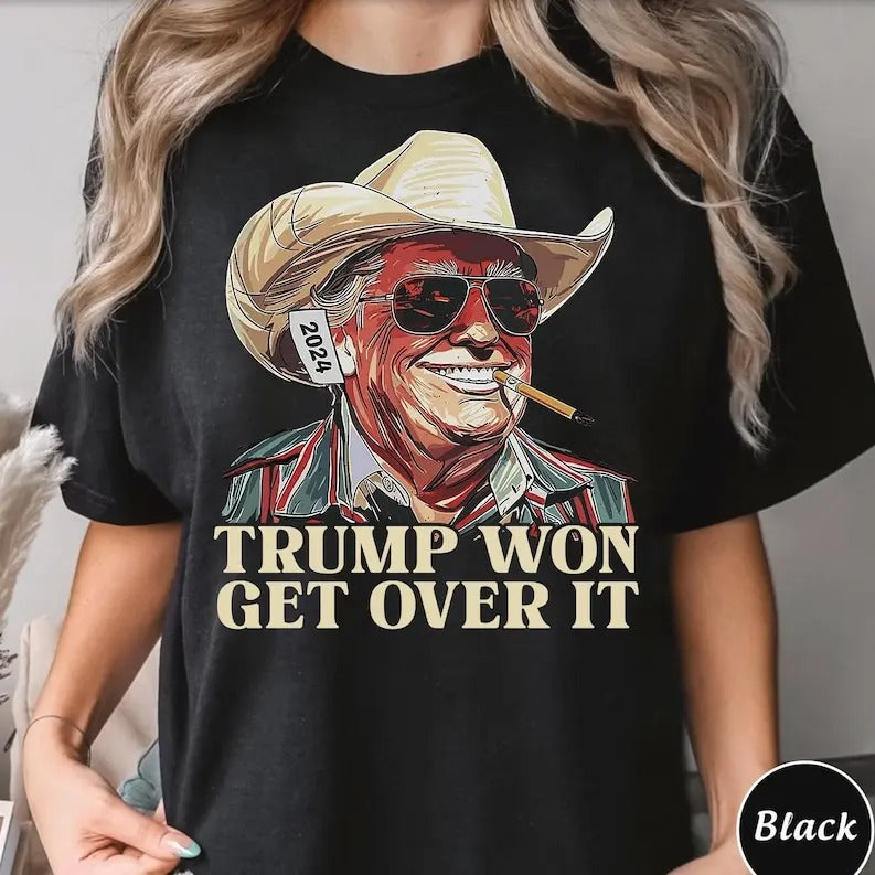 Western Trump Cowboy Trump Shirt Trump Won Get Over Funny Political Cowboy 2024 Republican Election Celebration T-Shirts, Hoodie, Sweatshirt