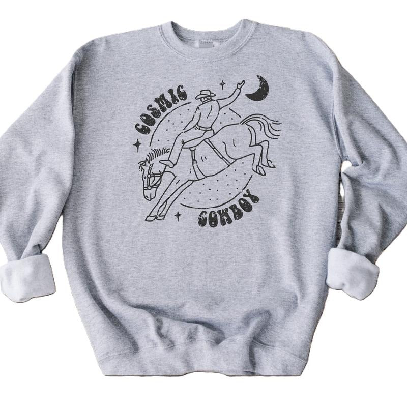 Western cosmic cowboy crewneck sweatshirt T-shirt and Hoodie, western clothing, western outfits women, #western tops