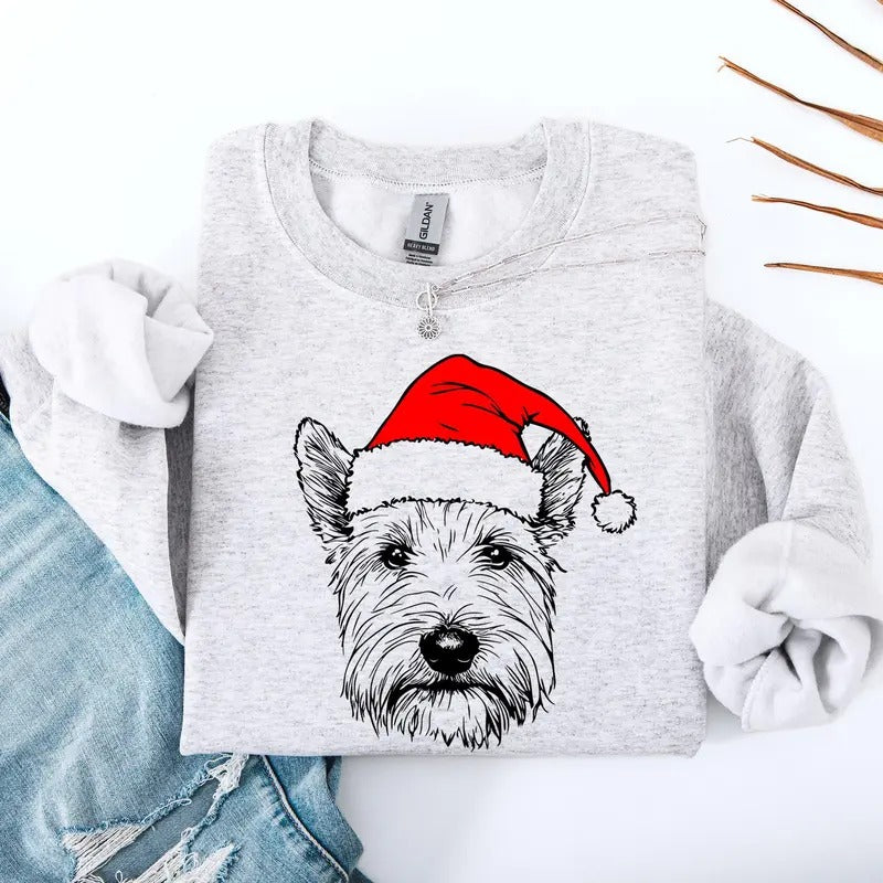 Westie, West Highland White Terrier, Santa, Dog, Christmas, Dog Lover, Pet Sweatshirt, Crew Neck, Women's, Crewneck...
