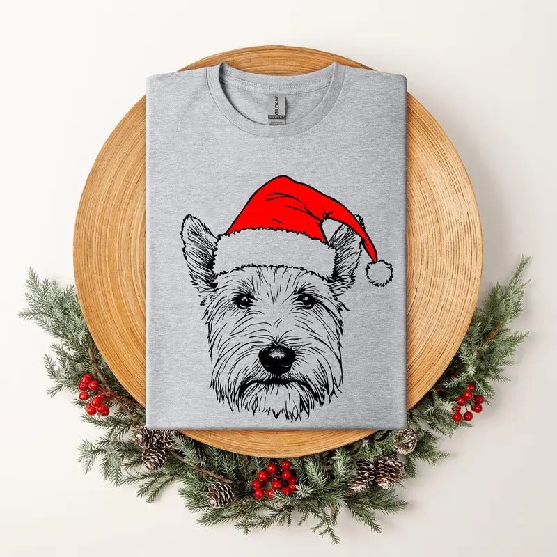 Westie, West Highland White Terrier, Santa, Dog, Christmas, Dog Lover, Pet T-Shirt, Soft Style Tee, Women's Graphic...