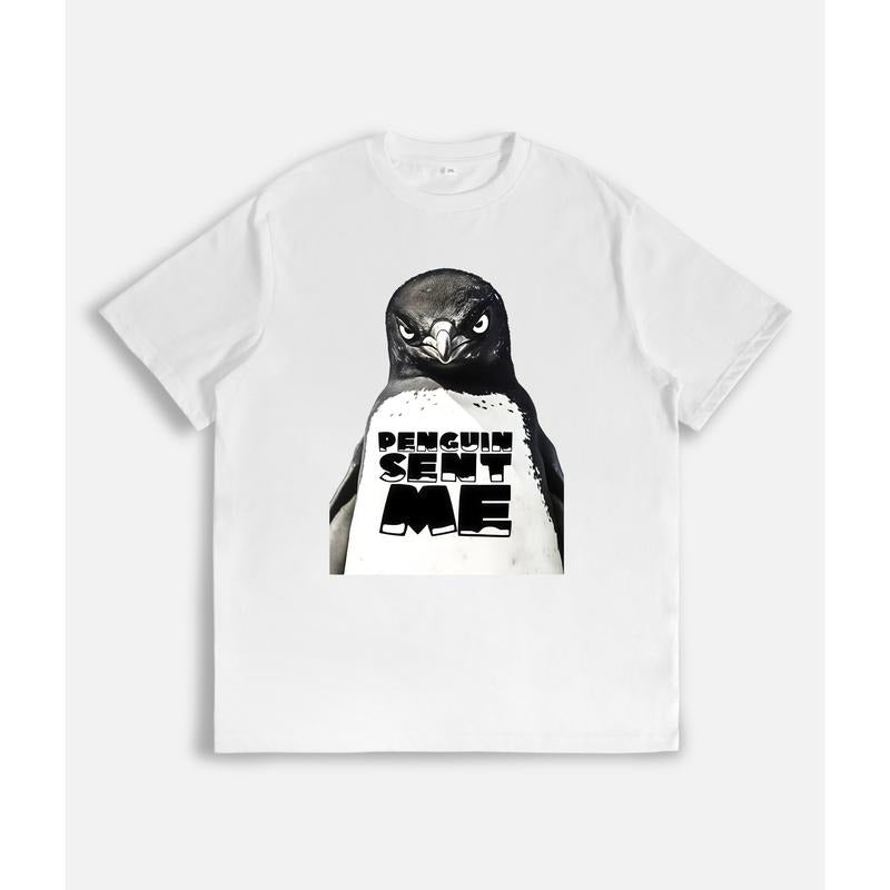 Whimsical T - Shirt: Penguin Graphic with "PENGUIN SENT ME" Statement Hoodie, Sweatshirt | HypeCrazeTee.com