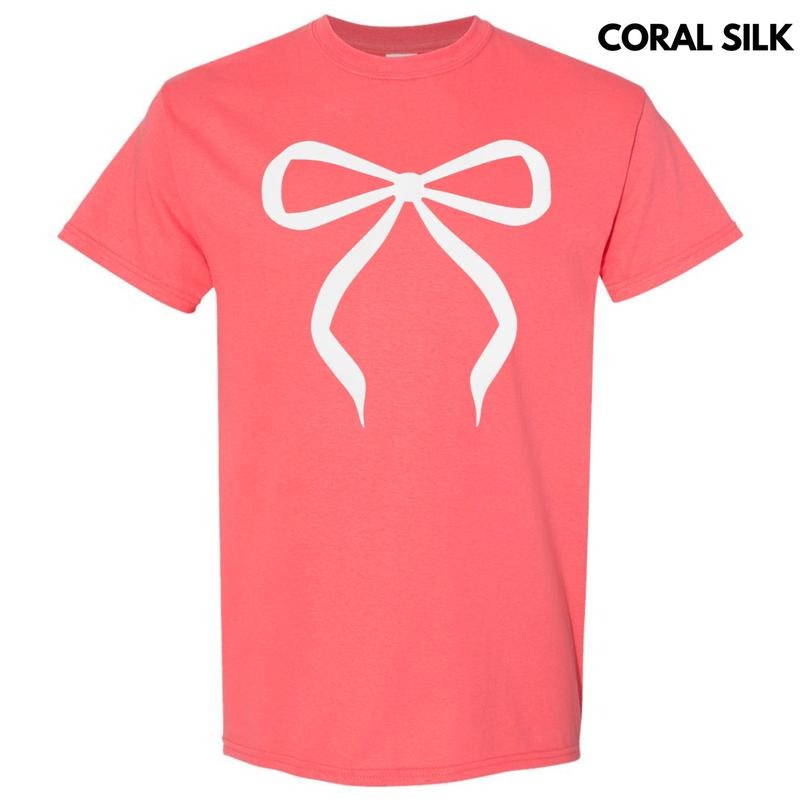 White Bow Coquette Puff Gildan Short Sleeve T-Shirt Hoodie, Sweatshirt | HypeCrazeTee.com