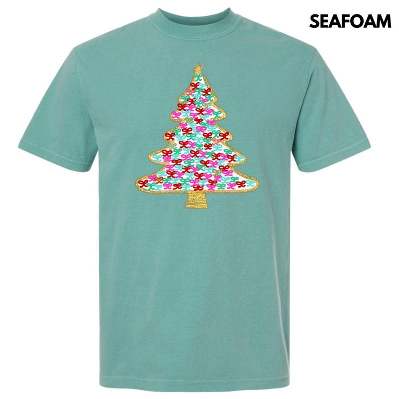 White Bushel Of Bows Christmas Tree Comfort Colors T-Shirt 'NLB' Hoodie, Sweatshirt | HypeCrazeTee.com