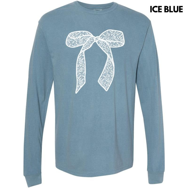 White Lace Bow Long Sleeve Comfort Colors T-Shirt 'NLB' Hoodie, Sweatshirt | HypeCrazeTee.com