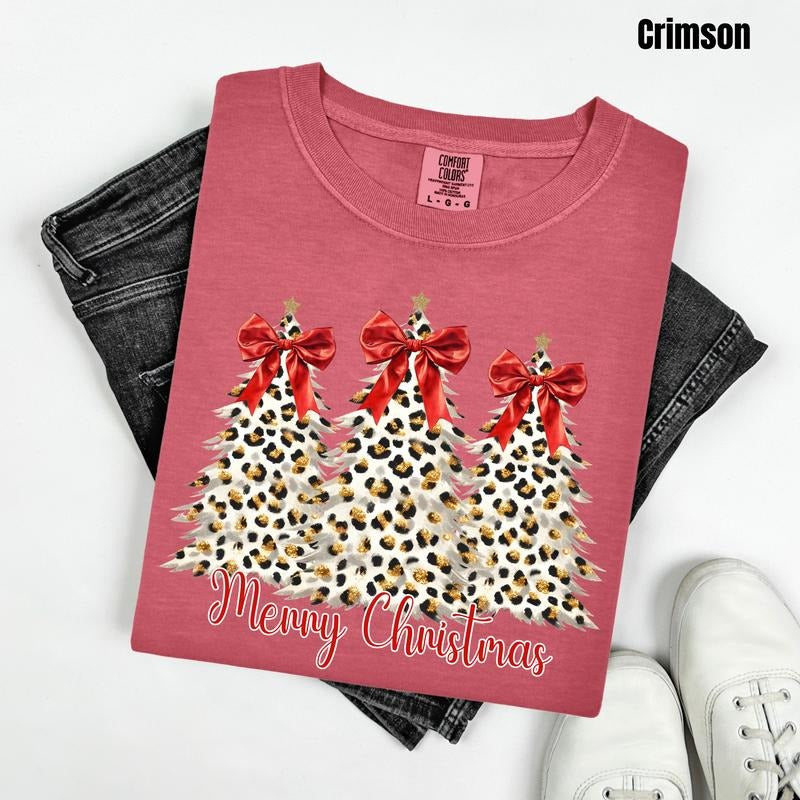 White Leopard Christmas Trees Comfort Colors T-Shirt 'NLB' Hoodie, Sweatshirt | HypeCrazeTee.com