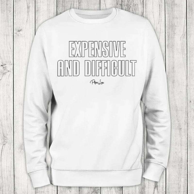 Expensive And Difficult Outline Sweatshirt, Proudly Printed In The USA, Sweatshirt Gray / White, #sassy #cute #colorprint...