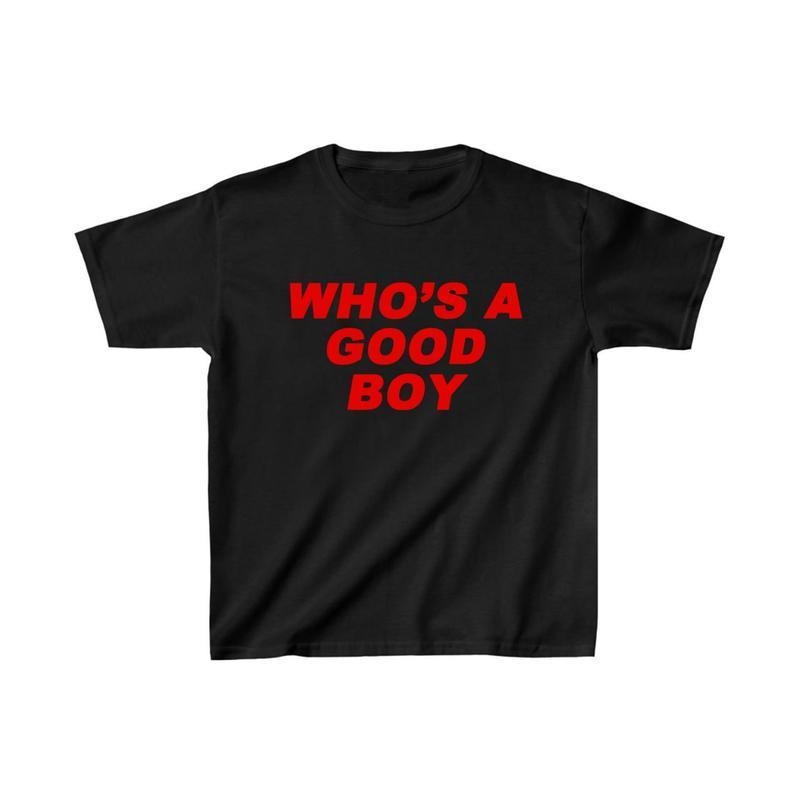 Who's A Good Boy Y2K Baby Tee, Women Trendy Cute Short Sleeve Aesthetic Preppy Cotton Shirt Trendy Hoodie, Sweatshirt