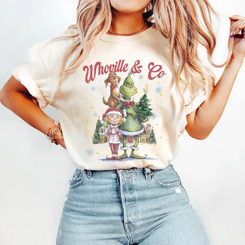 Whoville & Co. Comfort Colors Shirt, Grinch Cindy Lou and Max Christmas Sweatshirt, Grinchmas Shirt, Whoville University...