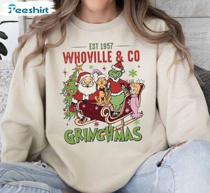 Whoville University Sweatshirt, Awesome Christmas Long Sleeve Unisex T-Shirts, Hoodie | HypeCrazeTee.com