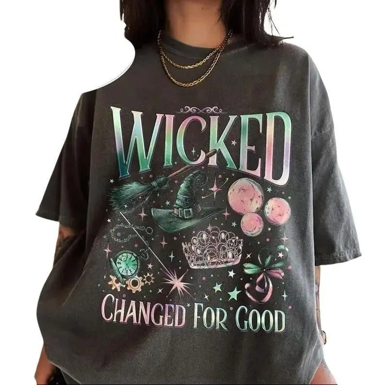 Wicked Change For Good Shirt, Defy Gravity Broomstick Magic Wand, Wizard Movie Fan Shirt, Wicked Musical Fan Gift Cotton...